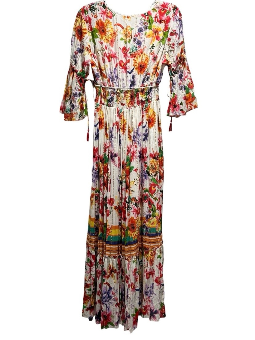 Me 2 Magic Bohemian Wildflower Floral Maxi Dress with Tiered Skirt Womens S - Picture 9 of 12
